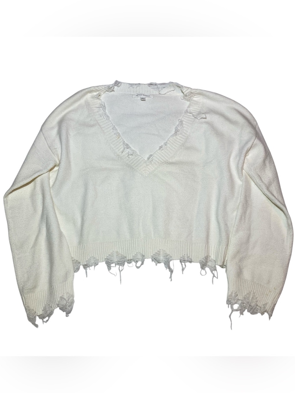 Honey Punch Distressed V-Neck Sweater